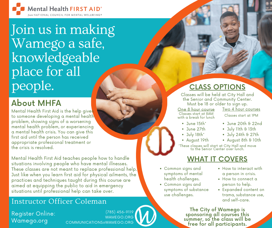 City of Wamego Sponsoring Mental Health First Aid Course - News Image